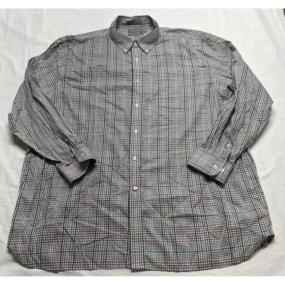 Daniel Cremieux Signature Collection Men 2XL Plaid Button Down Shirt LinenCotton